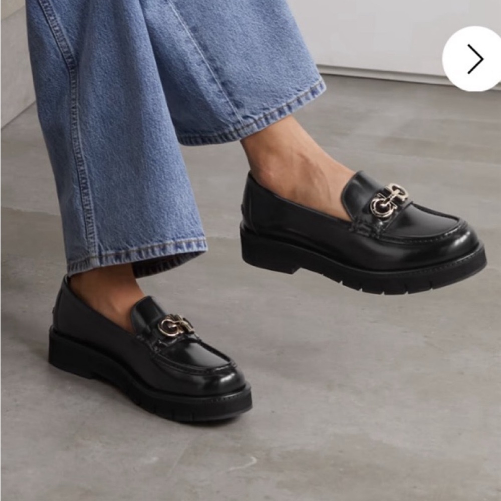 Salvatore Ferragamo Black Chunky Sole Loafers